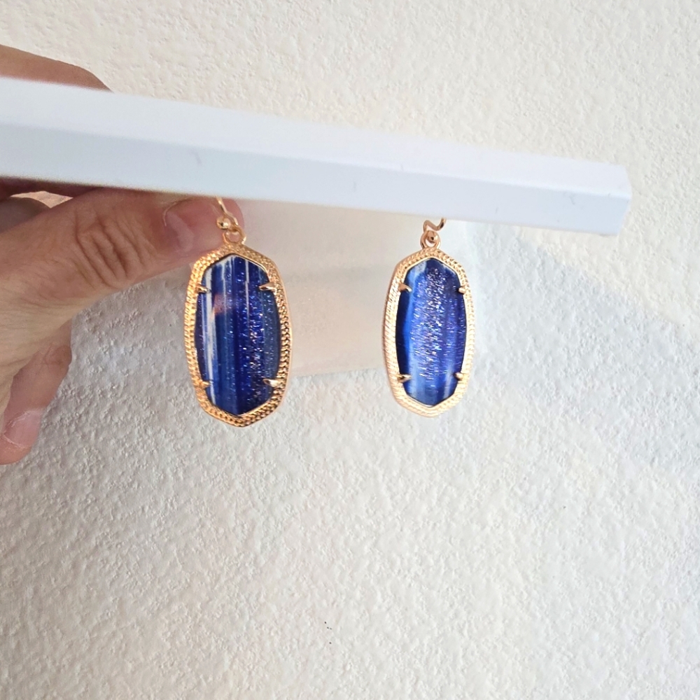 *Rare* Kendra Scott Dani Navy Dusted Rose Gold - Picture 3 of 5